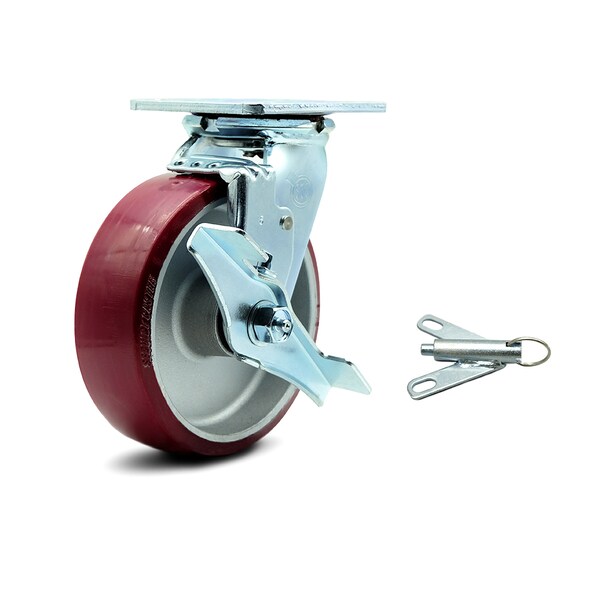 6 Inch Poly on Aluminum Caster with Ball Bearing and Brake/Swivel Lock SCC